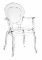 Krzesło transparentne Queen Arm z tworzywa