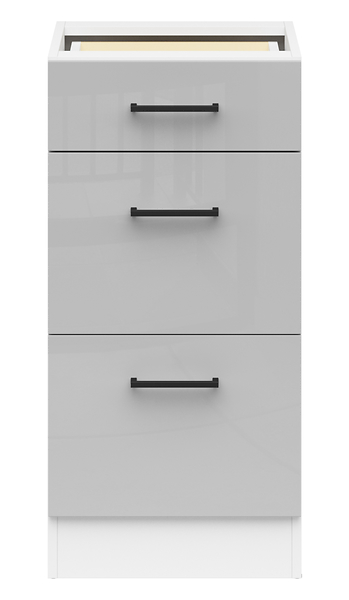szafka kuchenna dolna Junona Line 40 cm z szufladami jasny szary połysk, 327329