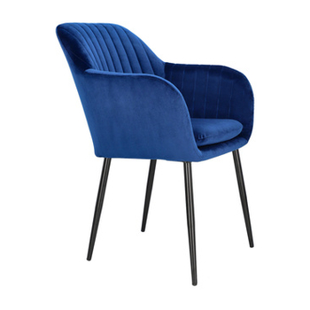 Krzesło Emilia Velvet deep blue/black tapicerowane, 329964