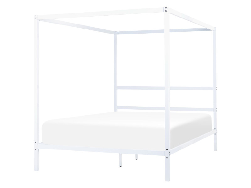 Łóżko metalowe 160 x 200 cm z baldachimem białe, 331211