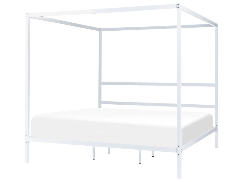 Łóżko metalowe 180 x 200 cm z baldachimem białe, 331226