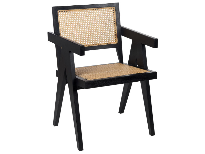 Krzesło mahoniowe z plecionką czarne, 332093