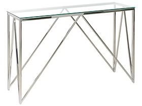 Konsola stolik 120x40 cm szkło stał srebrna