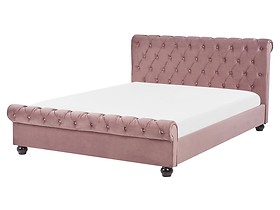 Łóżko welurowe pikowane 160x200 różowe