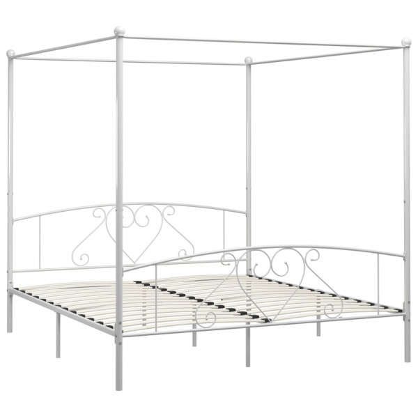 Rama łóżka Biały 209 x 187.5 x 198 cm Metal vidaXL, 3386077