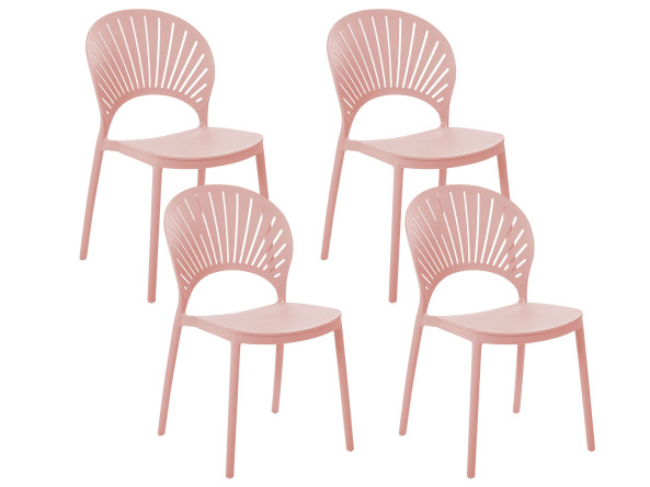 Zestaw 4 krzeseł do jadalni plastikowych różowy, 338919