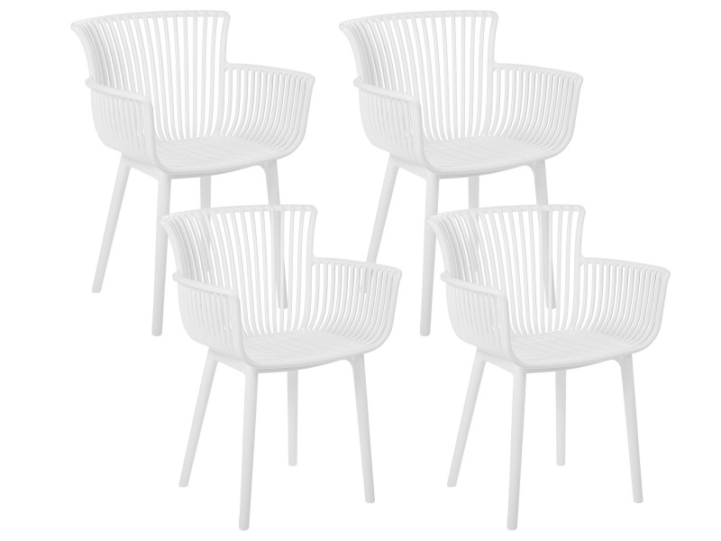 Zestaw 4 krzeseł do jadalni plastik biały, 339033