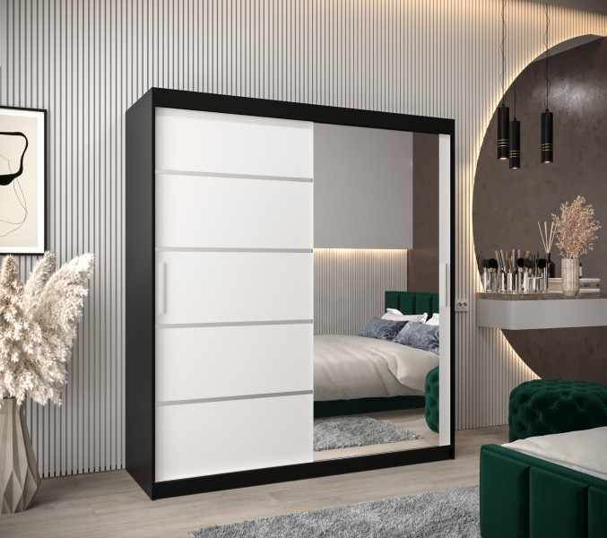 Szafa przesuwna Garderoba Verona 2 180 czarny + biały, 341306