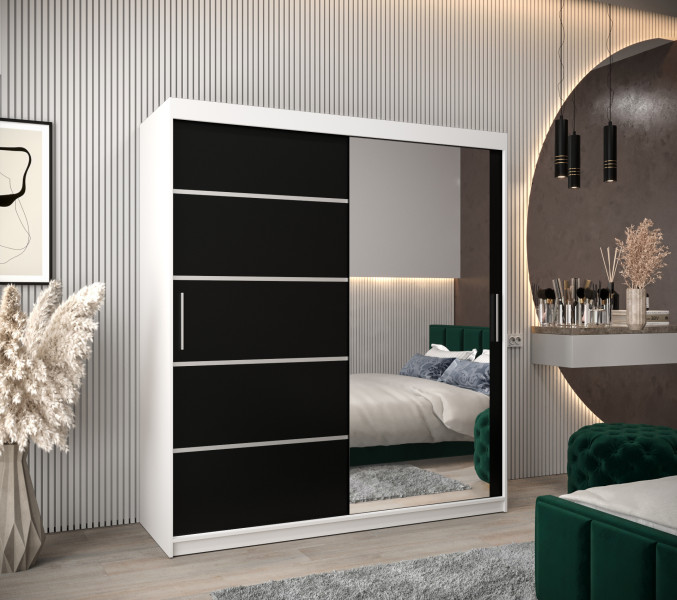 Szafa przesuwna Garderoba Verona 2 180 biały + czarny, 341338