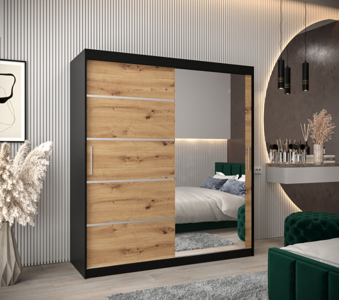 Szafa przesuwna Garderoba Verona 2 180 czarny + artisan, 341378