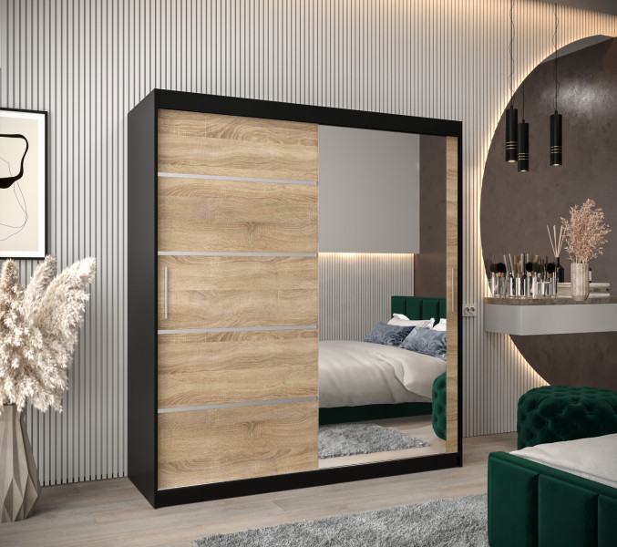 Szafa przesuwna Garderoba Verona 2 180 czarny + sonoma, 341402