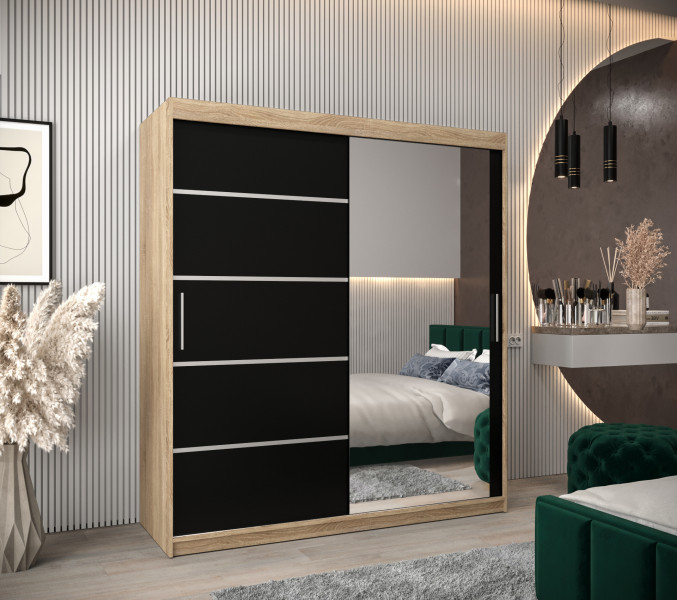 Szafa przesuwna Garderoba Verona 2 180 sonoma + czarny, 341466