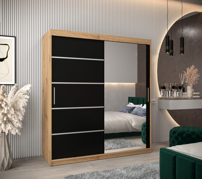 Szafa przesuwna Garderoba Verona 2 180 artisan + czarny, 341562