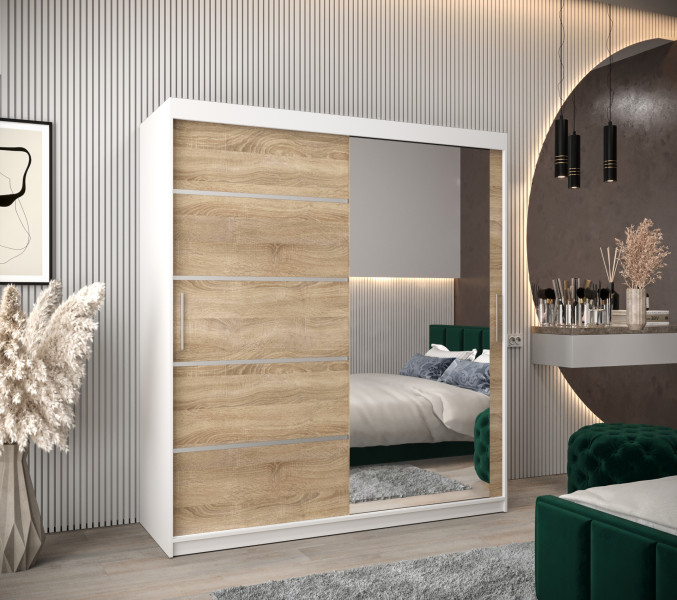 Szafa przesuwna Garderoba Verona 2 180 biały + sonoma, 341578