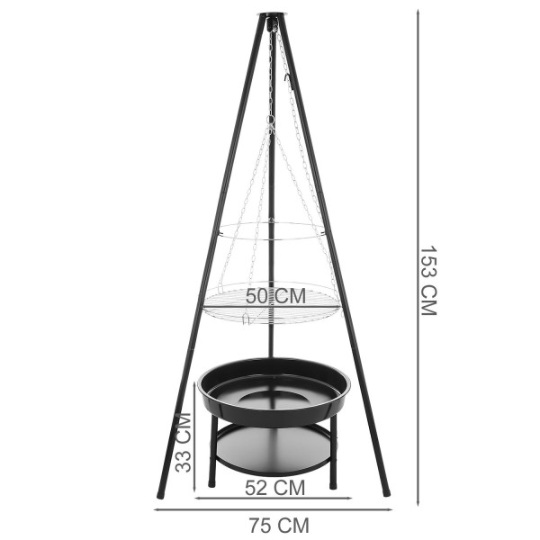 Palenisko trójnóg duży grill ogniskowy ogrodowy wiszący 2w1, 3448243