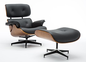 Fotel wypoczynkowy + podnóżek krzesło Lord orzech/czerń