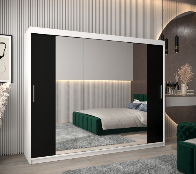 Szafa przesuwna Garderoba Tokyo 2 250 biały + czarny, 347559
