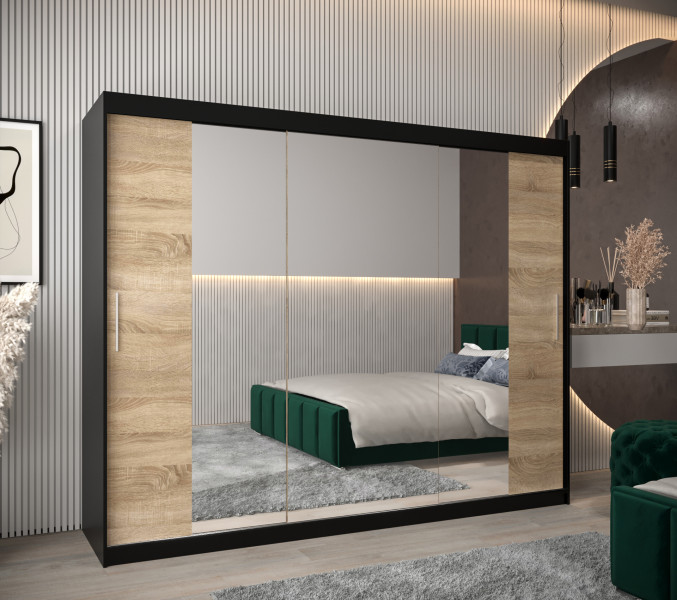 Szafa przesuwna Garderoba Tokyo 2 250 czarny + sonoma, 347583