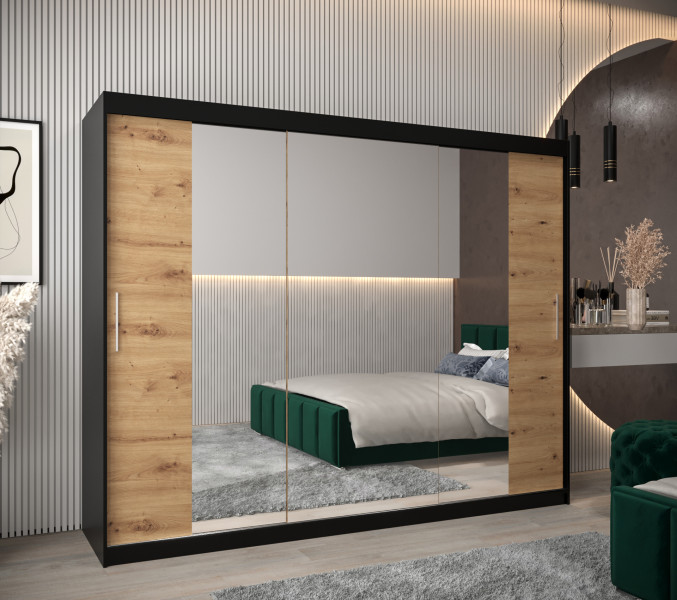 Szafa przesuwna Garderoba Tokyo 2 250 czarny + artisan, 347587