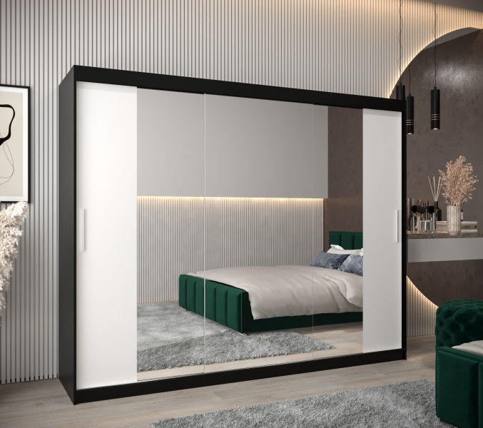 Szafa przesuwna Garderoba Tokyo 2 250 czarny + biały, 347603
