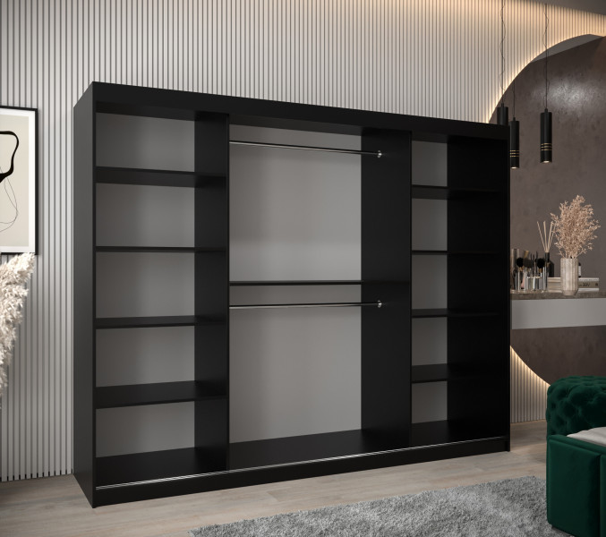 Szafa przesuwna Garderoba Tokyo 2 250 czarny + biały, 347604