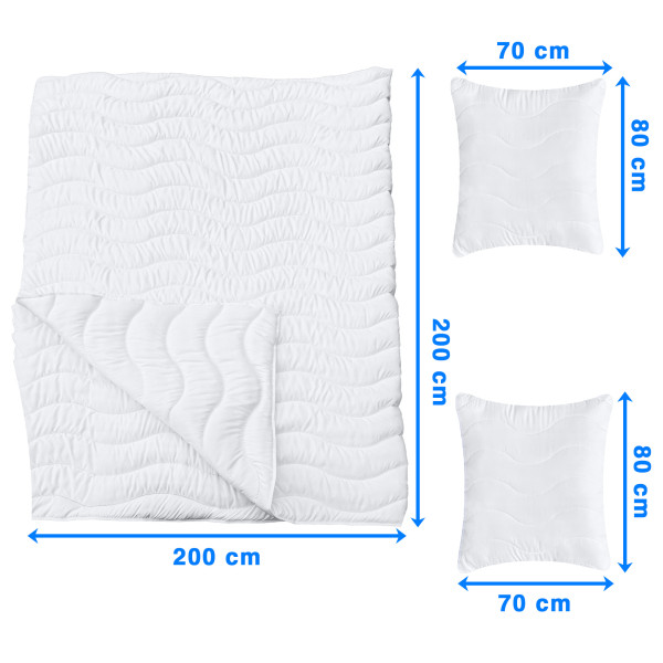 Kołdra Całoroczna 200X200 Cm + 2 Poduszki 70X80 Cm Zestaw Mikrofibra, 3489679