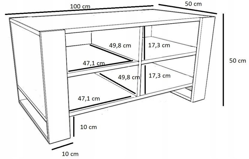 Ława stolik kawowy FIGA artisan-czarny stół z półką półkami loft schowek PE, 3497066