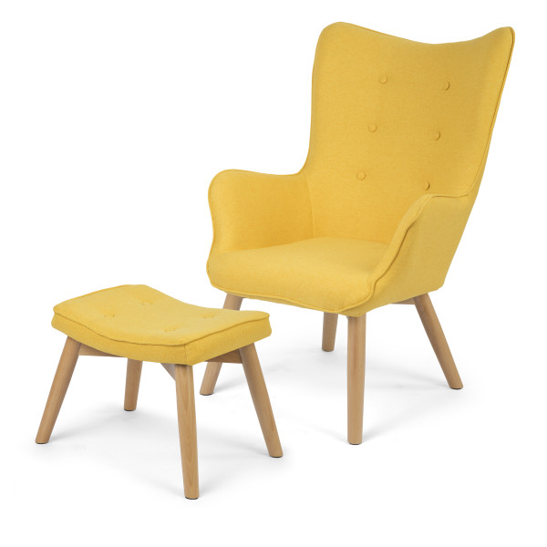 Fotel USZAK z podnóżkiem i poduszką żółty Sofotel 2043, 350169