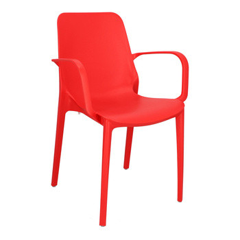 Krzesło Ginevra z podłokietnikami czerwo z tworzywa, 350520