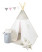 Produkt: Biało- szary namiot tipi dla dzieci + kosz z poduszkami