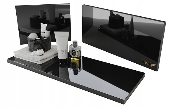 Szafka z umywalką i szufladami 120 cm czarny połysk Furni, 351612