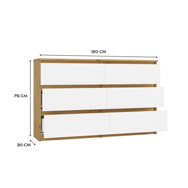 Komoda Malwa M6 120 Dąb Artisan Biały, 3566189