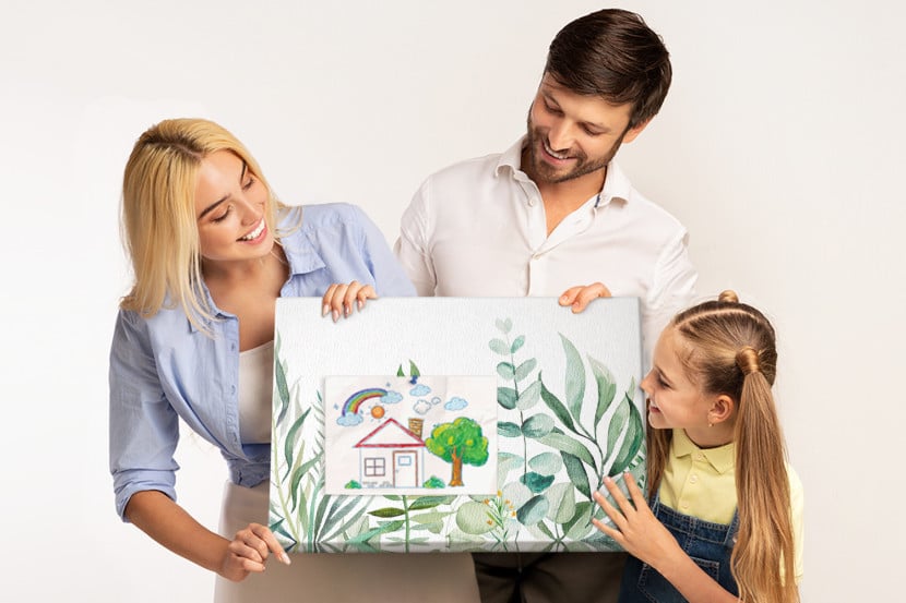Tablica korkowa z nadrukiem planer + pinezki Akwarela liście, 3590659
