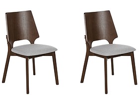 Zestaw 2 krzeseł do jadalni ciemne drewno z szarym