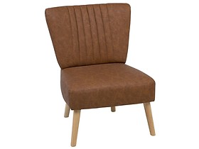 Fotel tapicerowany ekoskóra brązowy retro