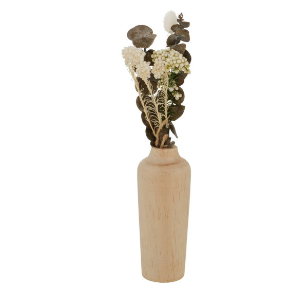 Drewniany wazon z bukietem suszonych kwiatów Faya, 30 cm, 363369