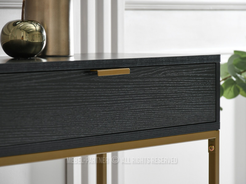 Czarna konsola NORA-M z szufladą złote akcenty do przedpokoju, 3635569