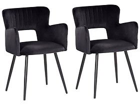 2 Krzesła z podłokietnikami welurowe czarne