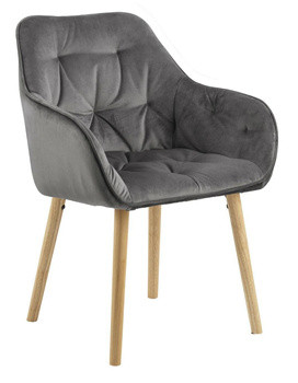 Krzesło Brooke wood VIC szare tapicerowane, 366529