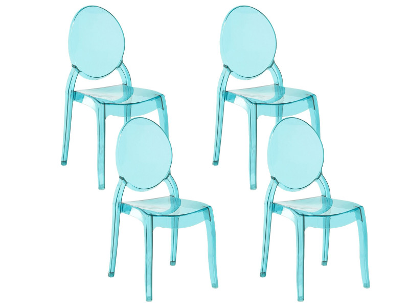 Zestaw 4 krzesła transparentne niebieskie, 369346