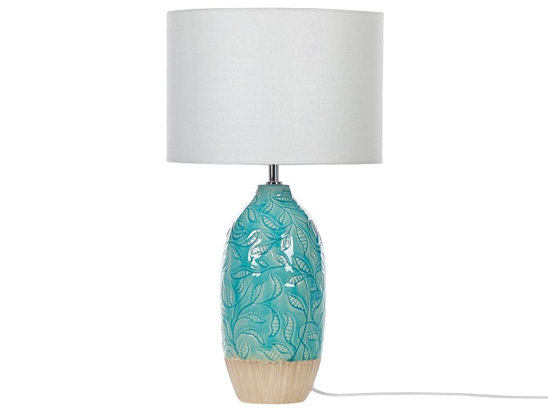 Lampa stołowa ceramiczna baza turkusowa lampka, 372872