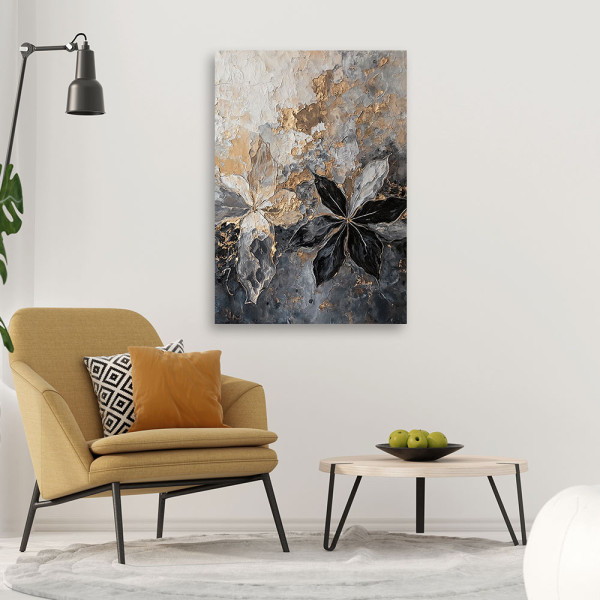 Feeby Obraz na płótnie, Liście Abstrakcja Tekstura Złoty 60x90, 3766183