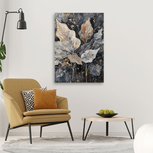 Feeby Obraz na płótnie, Liście W Stylu Glamour 40x60, 3766519