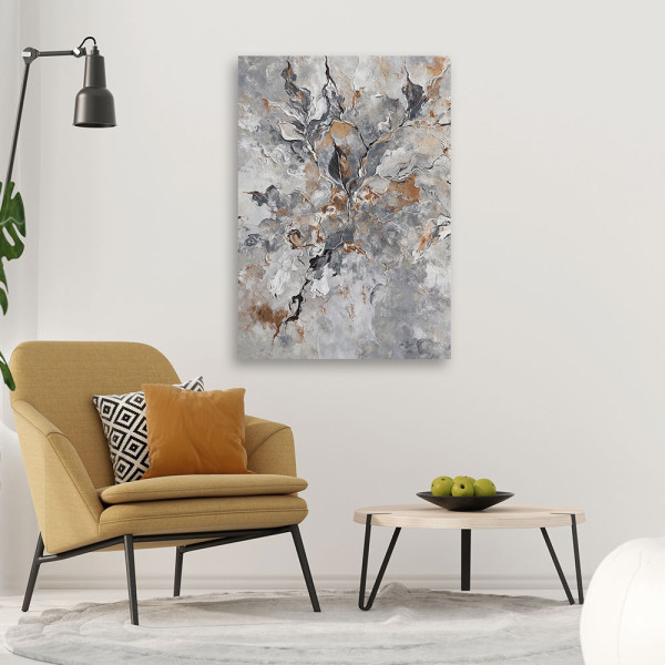 Feeby Obraz na płótnie, Abstrakcja Botanika Szary Złoty 70x100, 3767168