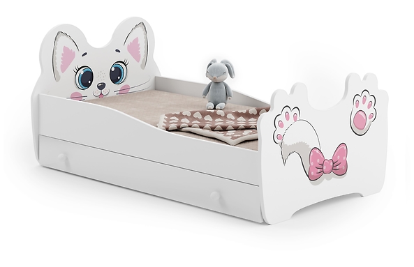 Łóżko pojedyncze Pink cat 140x70 z szufladą, 382197