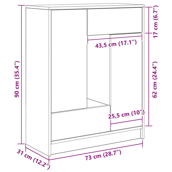Kredens Brąz 73 x 31 x 90 cm Materiał drewnopochodny vidaXL, 3835430