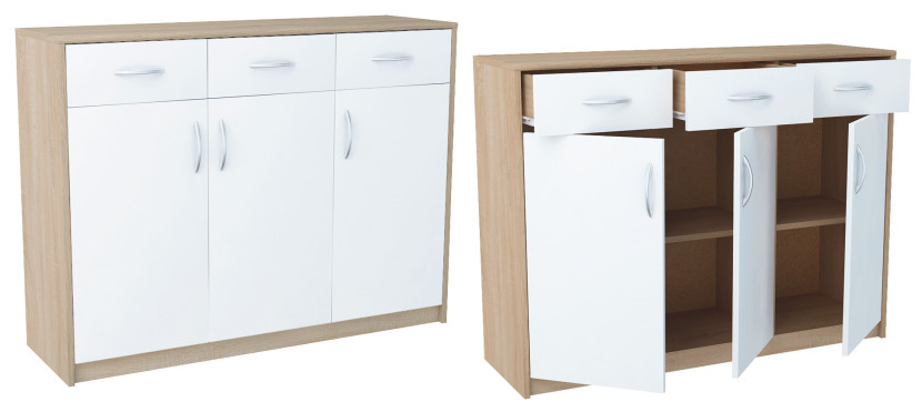 Komoda K023 Dąb Sonoma-Biały 85x110x35 cm Bestseller, 3838140