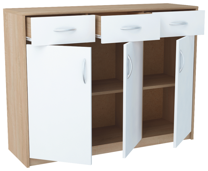 Komoda K023 Dąb Sonoma-Biały 85x110x35 cm Bestseller, 3838141
