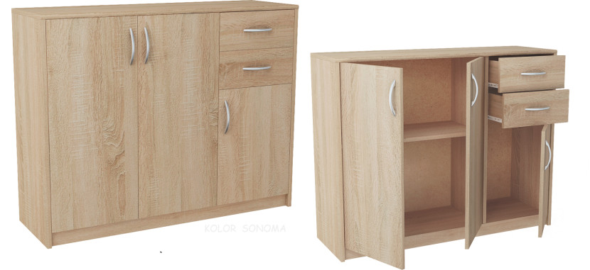 Komoda K021 Dąb Sonoma 85x110x35 cm Bestseller, 3838145