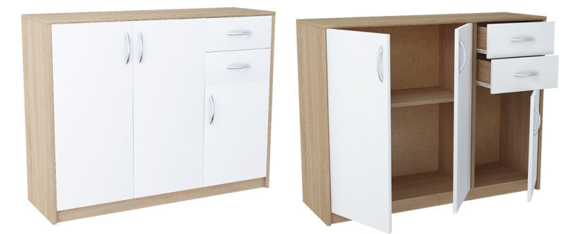 Komoda K021 Dąb Sonoma-Biały 85x110x35 cm Bestseller, 3838150